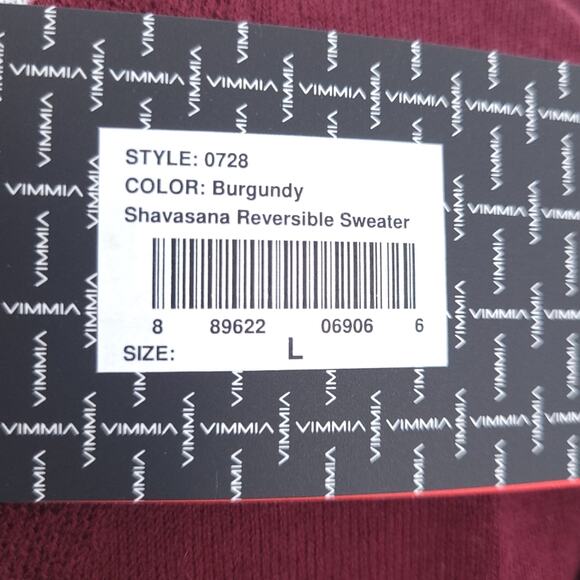 New Revolve Vimmia Lightweight Reversible Sweater Burgundy Large Yoga Activewear - Picture 7 of 9